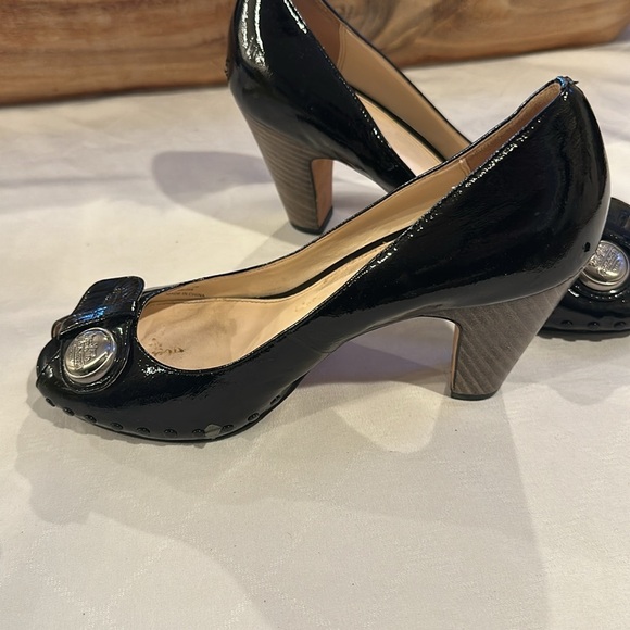 Coach Hanna black peeptoe shoes‎ high heels sandals size 7 - Picture 8 of 9